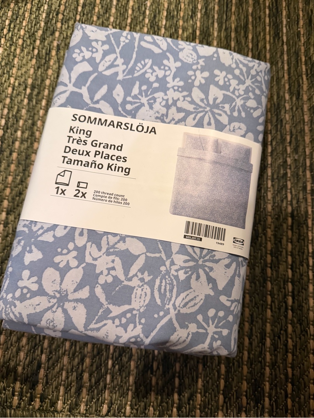 NWT Rare Discontinued IKEA SOMMARSLÖJA Blue & White Floral King Duvet Cover Set